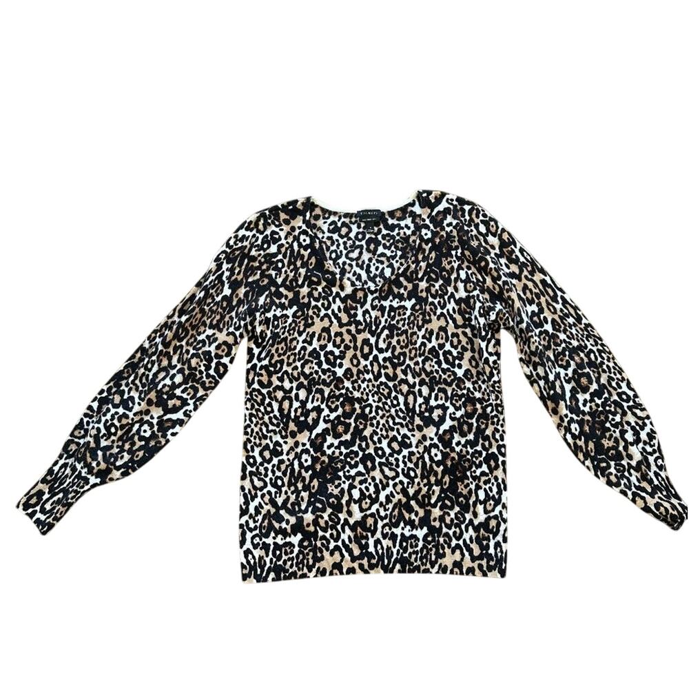 Talbots Scoop Neck Cheetah Merino Wool Top